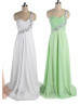 One Shoulder Chiffon Beads Long Prom Dress 